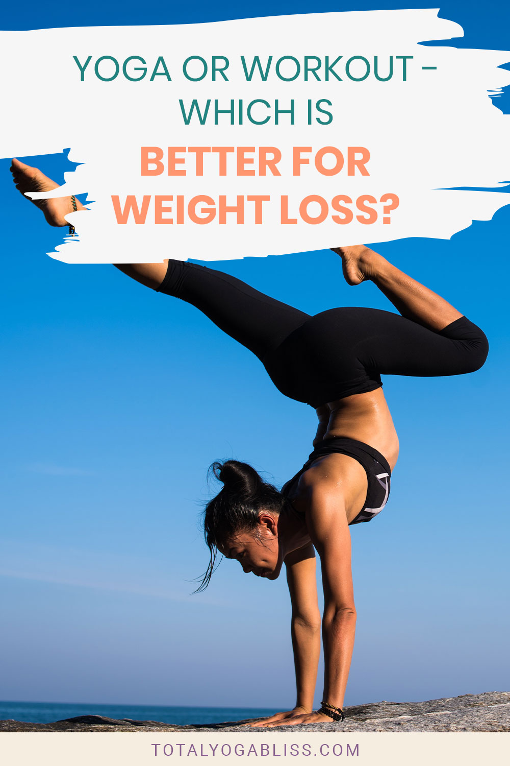 Woman doing inverted yoga pose - Yoga Or Workout - Which Is Better For Weight Loss?